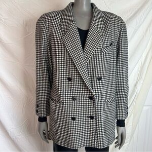 Parisian vintage Houndstooth Double-Breasted Blazer